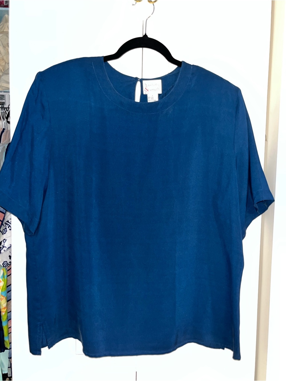 Classic Navy Silk Short-Sleeve Shirt